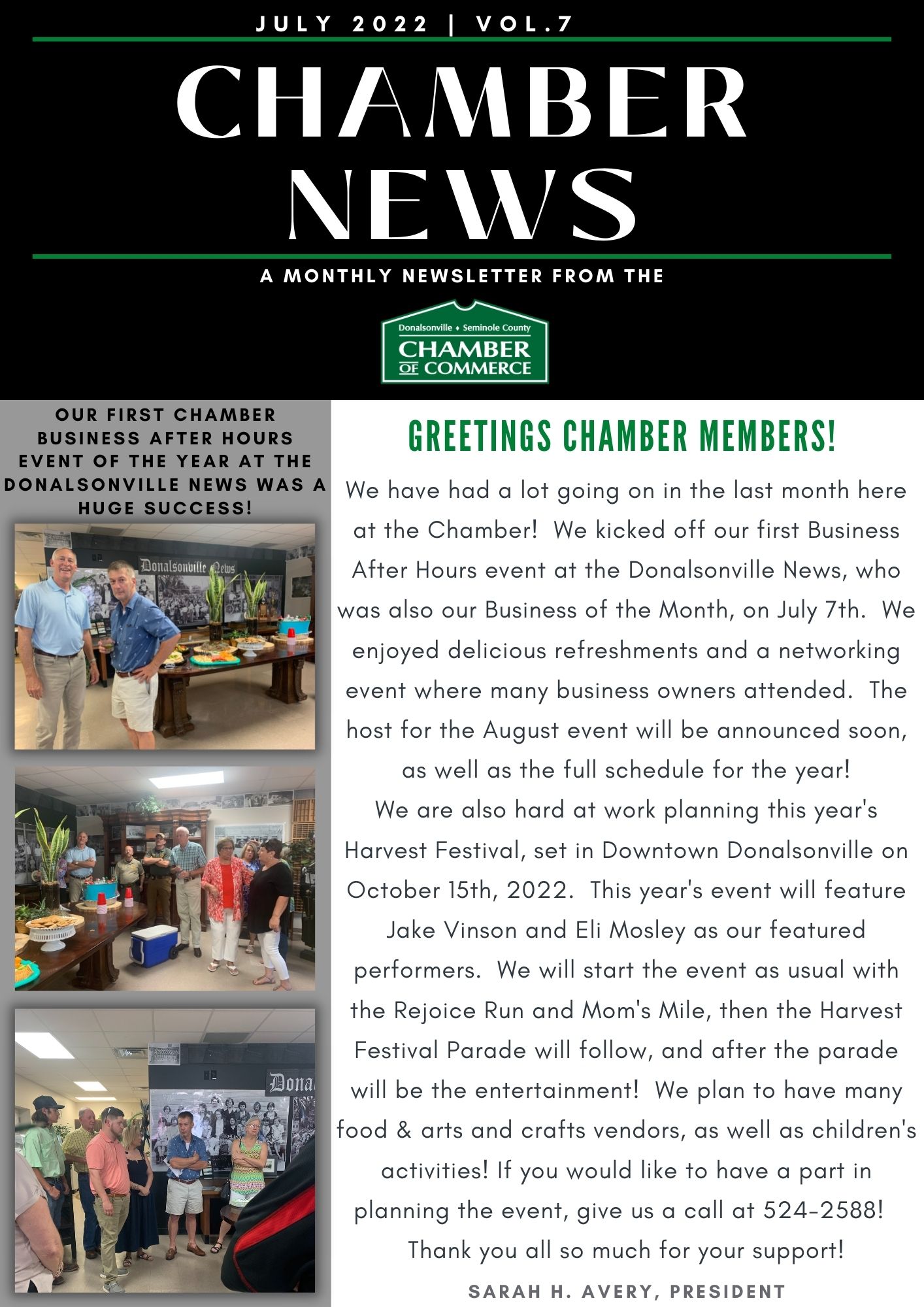 Monthly Chamber Newsletter July Edition DonalsonvilleSeminole County Chamber of Commerce